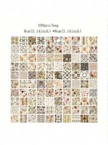 1 Book/100pcs Classic Floral Pattern Paper, 6 Styles, 100 Unique Patterns Options, Suitable For Scrapbook, Journal, Decoration, Memo, Origami, Stationery, Back To School Supplies, A Perfect Small Gift For Back To School