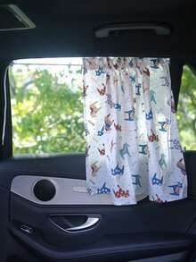 1件夏季汽车窗帘遮阳帘卡通棉布车用吸盘式遮阳帘车载遮阳挡隔热遮阳帘 - 均碼 - 查看 4