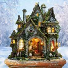 1 Piece, 2D Fairyland Cottage Garden Stake, Acrylic Outdoor Decoration With Ivy And Green Design, Whimsical Dwarf Statues And Colorful Flowers, Perfect For Independence Day Or Fantasy Themed Gardens, Whimsical Garden Decoration | Country Style Decoration | Fairy Garden Accessories
