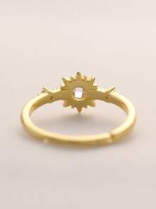 Flyleaf 1 Piece Light Luxury S925 Sterling Silver 18k Gold Color Artificial Zirconia Sun Open Ring For Women Daily Wear Fine Jewelry