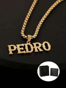 1pc Children's Customized Letter Name Necklace, Thick Chain Chain, Square Faux Pearl Pendant, Stainless Steel Bold Nameplate Necklace Personalized Jewelry Party Anniversary Gift Children's Party Children Wear Jewelry Necklace, Simple And Atmospheric, Holiday Gifts Versatile Clothes,Letter,Engraved,Ornamental,Exquisite,Stylish,Modern,Custom,Personalised,Unique,Customized,Baby Gifts,Ideal Gifts For Him,Ideal Gifts For Her,Son,Daughter