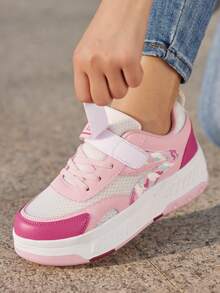 Outdoor Girls'/Boys' Removable Wheel Roller Skate Sneakers, Fashion Versatile Casual Skateboard Shoes