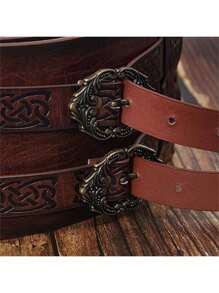1 Pieza Cinturón vikingo Renacimiento Hombre Cinturón medieval Disfraz Cinturón celta Cosplay medieval Caballero Cinturón ancho Halloween