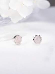 Orecchini con acquamarina/quarzo rosa in argento sterling 925, pietre naturali, semplici e delicati, gioielli classici da donna, ottimo regalo