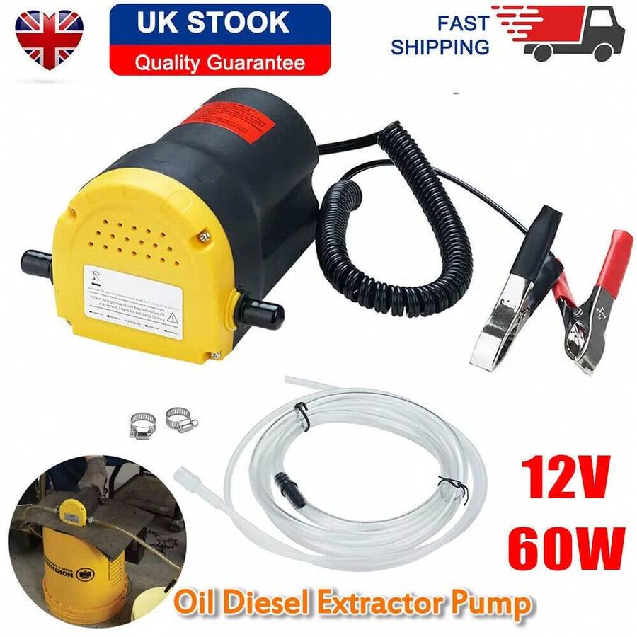 NetHong 60W 12V Electric Car Engine Die Sel Fuel Pump Oil Transfer Extractor Fluid Siphon - Yellow - View 1