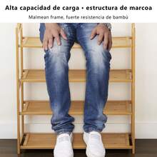 Zapateras Almacenamiento Zapatos Bamboo En Plano 6 Niveles Mueble Hogar De 30 Pares - Caqui - Ver 5
