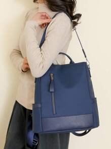 Mochila anti-robo de alta gama para mujeres; mochila suave personalizada de última moda y ocio para mujeres; mochila de viaje multiusos con gran capacidad y expansible para vacaciones; mochila escolar multifuncional