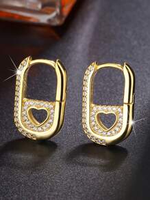 Elegantes pendientes de corazón hueco plateados en plata de ley 925 y oro de 14k, apropiados para que las mujeres los usen en conciertos y fiestas
