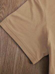 Áo thun tay ngắn nữ, Áo thun thể thao cổ tròn thoải mái thường ngày cho nữ, Áo nữ, Quần áo xuân/hè, Quà tặng ngày lễ, Áo thun tay ngắn mùa hè cho nữ - Màu Khaki - Xem 5