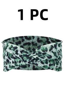 1/6pcs Elastane Fashion Leopard Print Yoga Headband - Wide Knot Sports Sweatband For Normal Hair Vintage Style Soft Stretchy Non-Slip Moisture-Wicking Leopard Print Headbands For Women - Stylish Sports Accessories For Running, Cycling, Gym