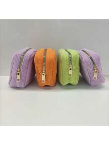 1pc Custom Embroidered Corduroy Makeup Bag, Embroidered Small Square Pouch, Sanitary Pad Storage Bag, Travel Cosmetic Bag, Personalized Storage Pouch, Gift For Her, Valentine's Day Gift, Mother's Day Gift, Christmas Gift, Birthday Gift For Friends And Family - Multicolor - View 5