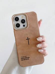 Retro Velvet Texture Cross Bible Verse Phone Case, Minimalist Religious Style Cross Christian Cool Phone Case, Christian Gift For Girlfriend/Boyfriend, Compatible With IPhone 17 Pro Max, 16, 16 Pro Max, 16 Pro, 16 Plus