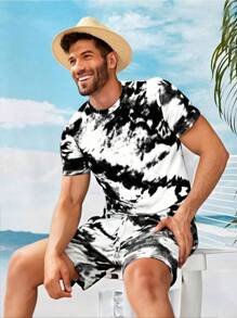 2 bucăți bărbați sport cu uscare rapidă tricou cu mânecă scurtă și set scurt, potrivit pentru fitness, alergare și antrenament - poliester respirabil, gradient, 2 bucăți cu buzunare pantaloni scurți de gimnastică