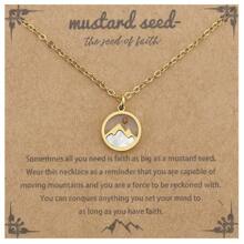 1pc Mustard Seed Pendant Necklace; Mountain Peak Mustard Seed Faith Encouragement Wishing Beads Necklace Gift For Her