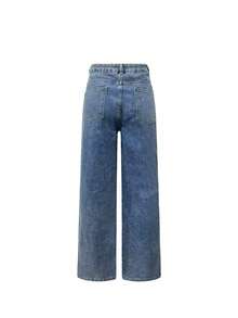 Women's Casual Distressed Straight Leg Jeans - Blue - View 6