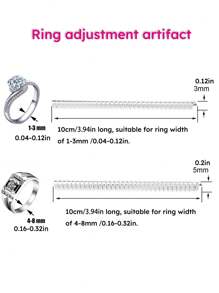 2pcs Adjustable Clear Ring Sizer, Use PU Elastic Cord To Adjust Tight Ring Size,