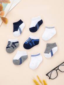 Șosete sport ultra moi pentru bebeluși și copii - pachet de 10 șosete anti-alunecare cu dungi și blocate de culoare pentru copii mici | Respirabil și confortabil