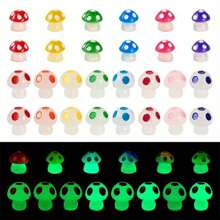 10 peças/20 peças/30 peças Mini Figura de Cogumelo Luminoso de Resina, Cogumelo Que Brilha no Escuro, Enfeite Colorido Pequeno de Cogumelo em Miniatura para Decoração de Jardim DIY, Paisagem, Aquário, Decoração de Festa