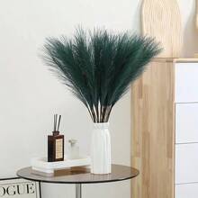 8/16/24/40pcs Set Of Elegant High-End Artificial Lifelike Dark Green Pampas Grass 55cm, Fluffy Fake Flowers, Bohemian Style For Vase Filler, Modern Home Decor, Wedding Decor, Suitable For Halloween, Christmas, Easter, Valentine's Day, Mother's Day, Graduation,Fall Decor,Autumn - Dark Green - View 4