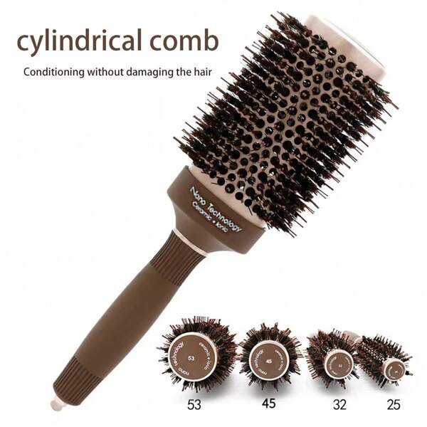 Keramik Aluminium Fass Bürste, Haar Salon Roller Bürste, Nylon Wildschwein Borsten Stylingbürste, Locken-verstärkende Rundbürste, Hitzebeständige Aluminium Fass Lockenbürste