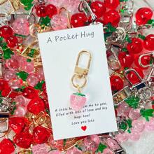 1/5/10pcs Cute Fruit Design Pocket Hug Card Gift Set, Apple/Strawberry/Cherry Shaped Keychain Charm, Backpack Decor, Wedding Party Favors, Encouragement Tokens, Home Decorations, Gifts For Family, Friends, Wedding Guests, Special Birthday, Wedding, Valentine's Day, Graduation, Back To School