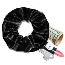 1/2Pcs Velvet Hair Ring With Hidden Pocket, Multi-Functional Hair Accessory Pouch, Storage Organizer For Money & Small Items, Zippered Elastic Headband With Secret Compartment For Keys, Cash, Lipstick, Multifunctional Hidden Private Money Concealed Portable Pocket Toiletry Bag Travel Wash Bag - Multicolor - View 7