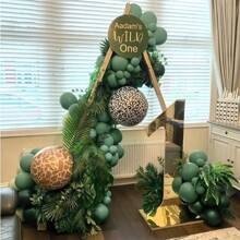 87pcs Vintage Olive Green Balloon Garland Arch Kit, Includes Different Sizes (5inch, 10inch, 12inch, 18inch) Green Latex Balloons, Suitable For Zoo Birthday Party Decor, Christmas, Mother's Day, Graduation