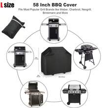 Copertura Grill, Copertura BBQ Grill, Copertura BBQ Gas Grill Resistente Per Grill Esterno, Resistente Alle Intemperie, Resistente All'Invecchiamento, Per Nexgrill Brinkmann Weber Char-Broil, Heavy Duty Schutz Oxford Tuch Abdeckung mit tragbaren Tasche S / M / L / XL / XXL - Schwarz - Übersicht 9