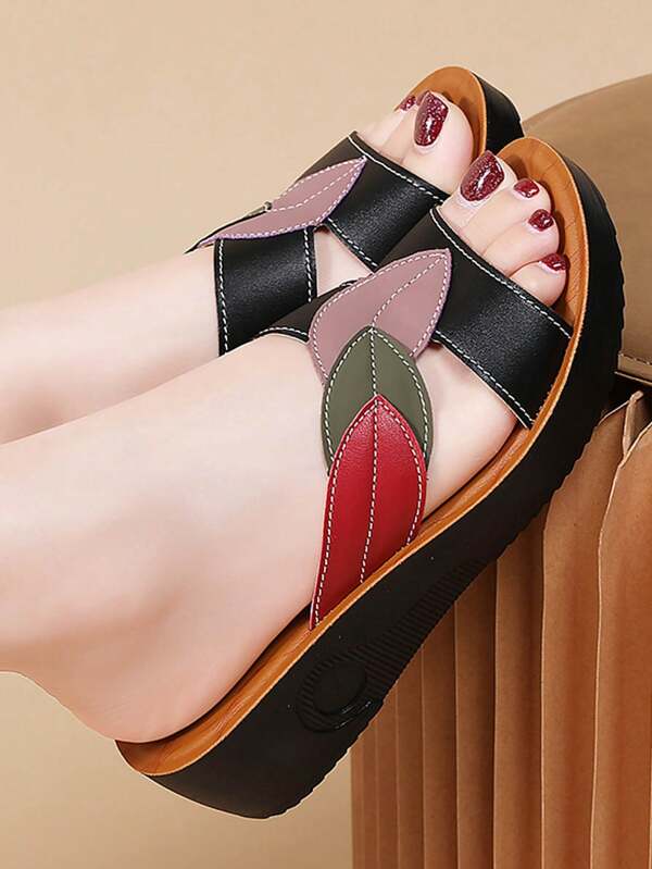 Damen Plateau-Keilsandalen, Damen High Heel Pantoffeln, Dicke High Heel Pantoffeln für Damen, Pantoffeln für Frauen mittleren Alters, Keil-Pantoffeln für Mütter (Damenschuhe Sandalen) (Plateau-Sandalen)