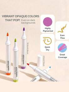 Languo 9 色丙烯颜料马克笔，灵活笔头，颜色鲜艳，可堆叠颜色，涂鸦绘画、手写、学习马克笔美术用品文具返校 - 藍果斑孿黑系M510丙烯繪畫馬克筆 - 查看 7