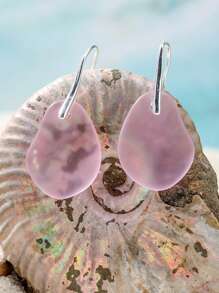 1 Pair Ocean Style Glass Water Drop Earrings, Hawaiian Theme Jewelry Suitable For Women Vacation Casual Wear, Gift