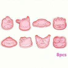 Sanrio (Authorized) Sanrio 2/4/8/Piece/Set Mini Cookie Cutting Machine Cartoon Embossing Mold, Hello PP Kitty Plastic Mold, Used For Baking Cupcakes, Pancakes, Apple Pies, Gingerbread, Gummies Decoration, Suitable For Various Birthdays And Parties, Essential Watermelon Mold For Summer