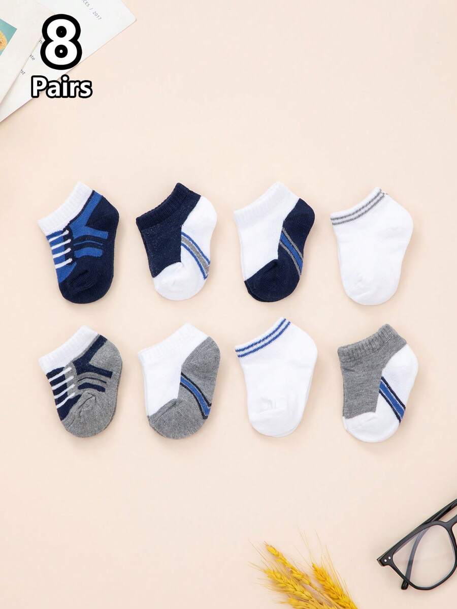 Șosete sport ultra moi pentru bebeluși și copii - pachet de 10 șosete anti-alunecare cu dungi și blocate de culoare pentru copii mici | Respirabil și confortabil