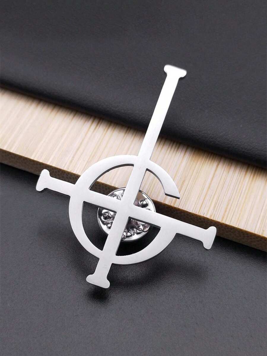 Ghost Band BC Stainless Steel Brooch - Ghost, Ghoul, Nameless Cross, Band Mask Brooch, Pin, Jewelry Necklace - Brooch - View 1