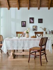 1 件长方形涤纶桌布，白色，复古别致，可机洗，家居装饰，适合婚礼、派对、聚会装饰、农舍桌旗 - 白色 - 查看 8