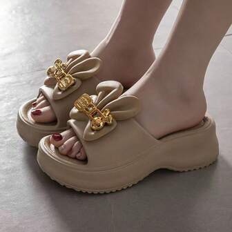 ASOFTER 女士卡通可爱兔耳时尚拖鞋，休闲室内/室外厚底防滑凉鞋，适合海滩、度假、圣诞礼物