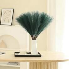 8/16/24/40pcs Set Of Elegant High-End Artificial Lifelike Dark Green Pampas Grass 55cm, Fluffy Fake Flowers, Bohemian Style For Vase Filler, Modern Home Decor, Wedding Decor, Suitable For Halloween, Christmas, Easter, Valentine's Day, Mother's Day, Graduation,Fall Decor,Autumn - Dark Green - View 3