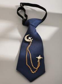 1 pieza Elegante corbata corta con decoración metálica de luna, estrella, insecto y floral en estilo Ins para mujeres