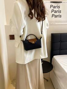 1 件女士休闲手提包，百搭纯色单肩包，波士顿风格时尚斜挎包