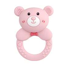 Silikonowa grzechotka do żucia w kształcie misia, miękka, dostępna w wielu kolorach