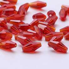 48pcs Long Glass Beads 6*12mm Red Bead Assortments For DIY Jewelry Making, Handmade Crafts Bracelets & Necklaces