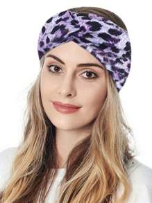 1/6pcs Elastane Fashion Leopard Print Yoga Headband - Wide Knot Sports Sweatband For Normal Hair Vintage Style Soft Stretchy Non-Slip Moisture-Wicking Leopard Print Headbands For Women - Stylish Sports Accessories For Running, Cycling, Gym