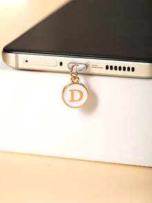 1pc 26 Letters Platinum Color Double-Sided Consistent Alloy Metal Plated Pendant, Transparent Silicone Phone Earphone Tablet Kindle Dust Plug Pendant Accessory, Mobile Charging Port Decor Ornament, Suitable As Small Gift, Waterproof And Anti-Dust Compatible With IPhone Lightning/Type-C And Other Android/Apple 17/16/15 Series Mobile Phones - Type C - View 7