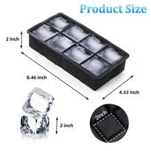 1pc, Silicone Ice Cube Tray, Each Tray Easily Releases 15 Square Ice Cubes, Reusable, Suitable For Fridge, Chocolate, Juice, Large Ice Cubes,(4 Grids/6 Grids/8 Grids)