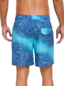 Nouveau style 2 en 1 Shorts de sport bleus pour hommes, Maillots de bain 5 pouces à séchage rapide, Shorts de plage avec doublure de compression, Maillots de bain pour hommes, Shorts de bain VG552-2