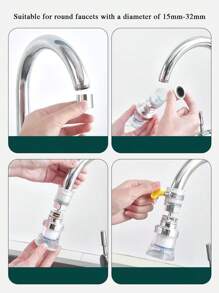 1 Set/8 Pcs Home Faucet Water Filter, 9th Gen Filtration Tap, PP+ABS Material, Kitchen Faucet Water Purifier, 360° Universal Rotation Filter With Cartridge, Suitable For Kitchen & Bathroom