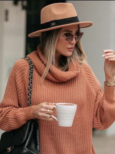 Blusa De Frio Feminina Suéter Tricô Gola Alta