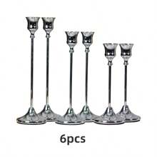 12PCS/6PCS/3PCS Metallic Tapered Candle Holders Set, Silver-Plated/Copper-Tone In Multiple Colors, Suitable For Home, Dining, Parties, Weddings, New Option: 1 Stainless Steel Napkin Holder + 6 Candle Holders Set, Home & Living/Home Decor/Candles & Holders/Candle Holder Sets