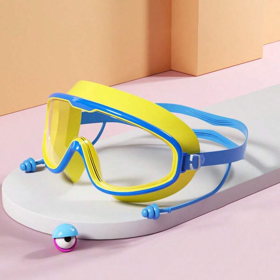 1pc Large Frame High Definition Swimming Goggles, Waterproof Anti-Fog With Earplug, Unisex, ABS+Silicone Material Soft And Skin-Friendly, Suitable For Diving, Swimming, Water Sports