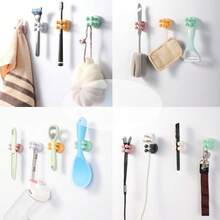Bathroom Silicone Toothbrush Holder, Shower Razor Rack, Wall-Mounted Self-Adhesive Multi-Functional Cute Hooks For Kitchen, Living Room, Office - Multicolor - View 4